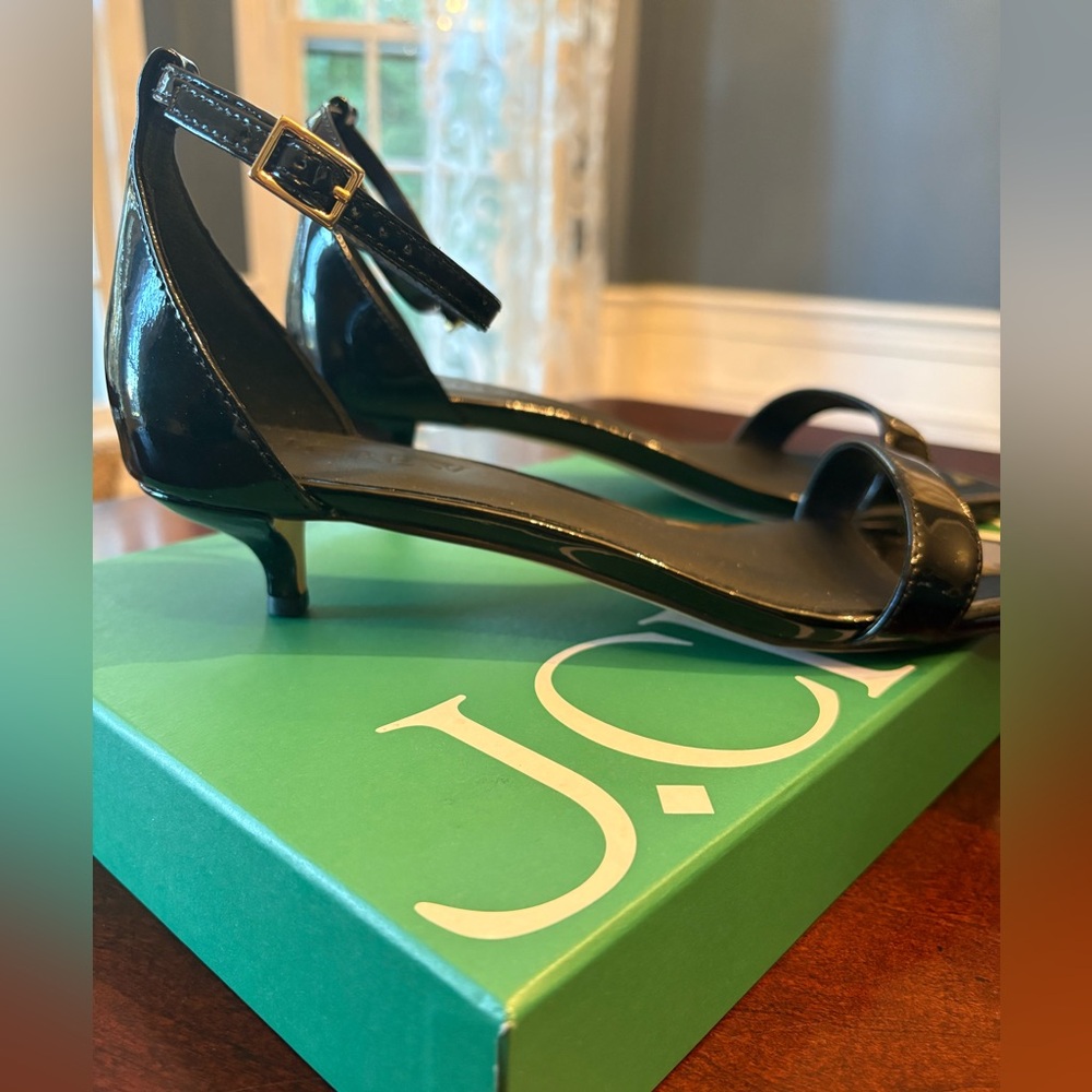 J. Crew Patent Leather Black Kitten Heels